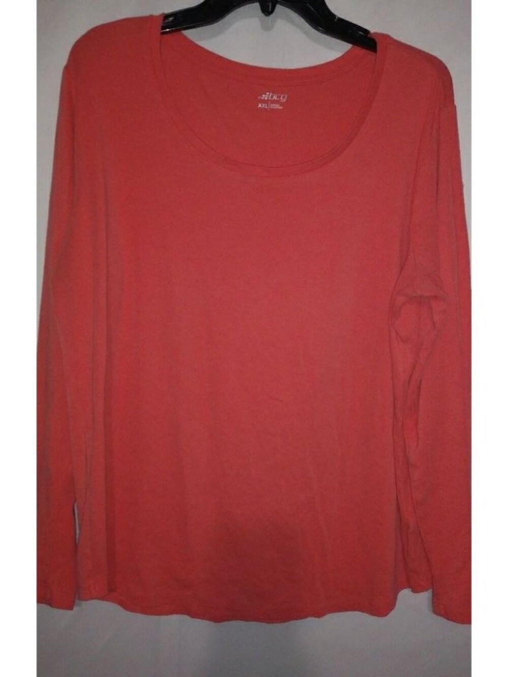 BCG 2X Red Scoop Neck Long Sleeve Top